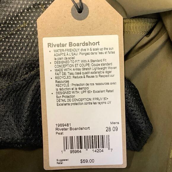 prAna Size 28 Peat 9” Riveter Boardshort Swimming Trunks Drawstring Q1-21 - Picture 9 of 10